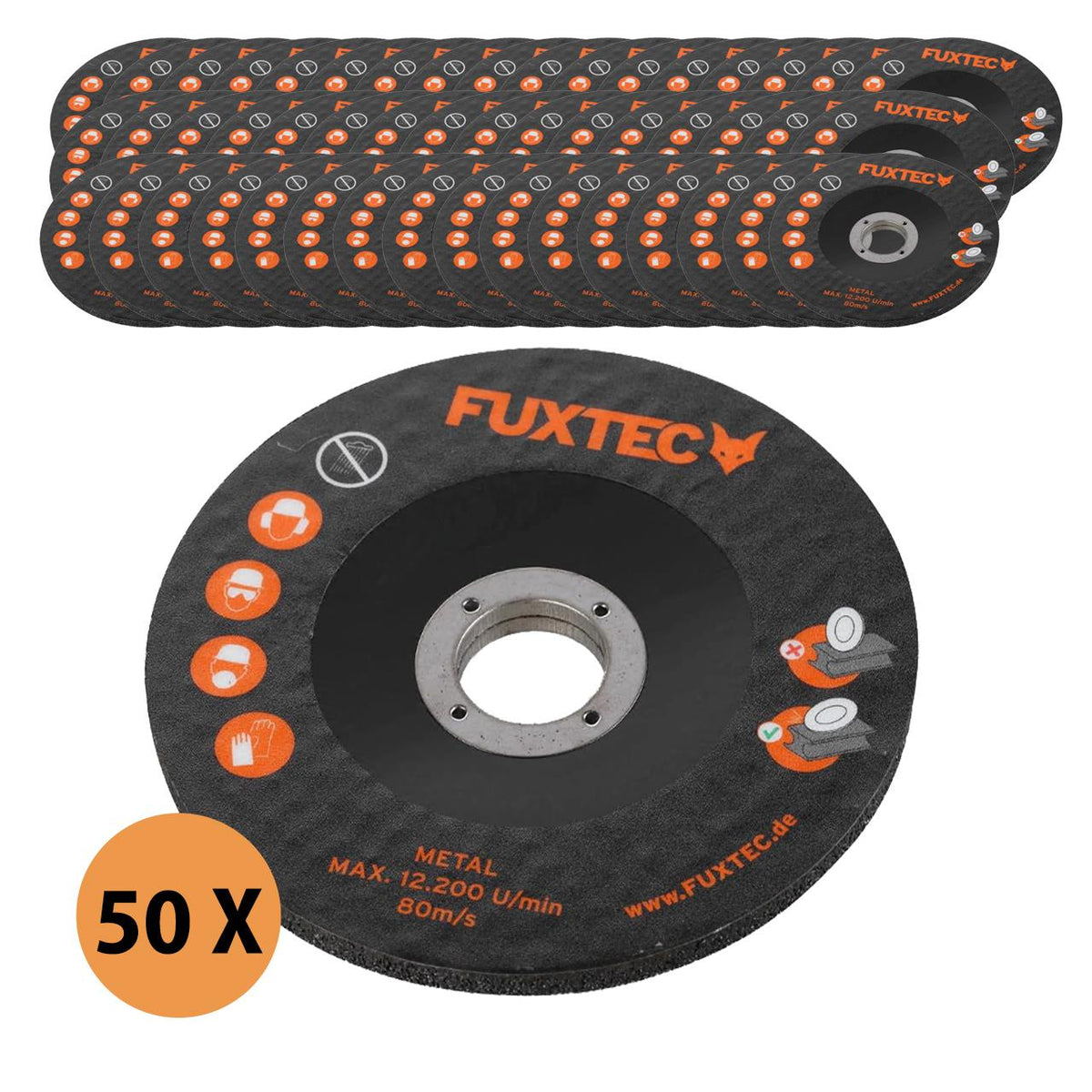 Lot De 50 Disques à Tronçonner 115x1x22mm - Pour Meuleuse 20V FUXTEC FX-E1WS20 - Métal Acier Inox